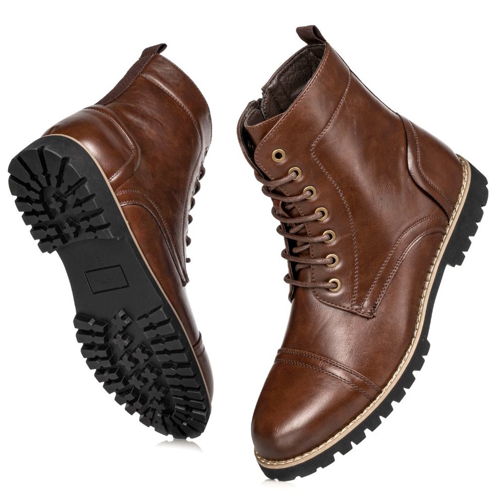 Brown Men's Lace Up Cap Toe Dress Oxford Fashion Casual Boot - Picture 2 of 7